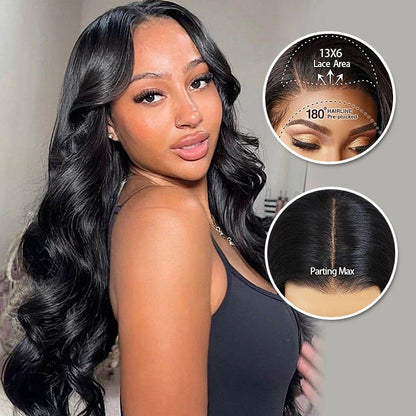 $179 26Inch 180% Density Body Wave Lace Frontal Wig Upgrade Invisi Drawstring Glueless Wigs Flash Sale