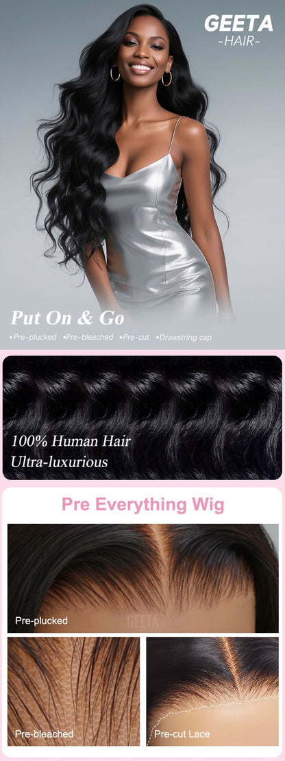 $179 26Inch 180% Density Body Wave Lace Frontal Wig Upgrade Invisi Drawstring Glueless Wigs Flash Sale